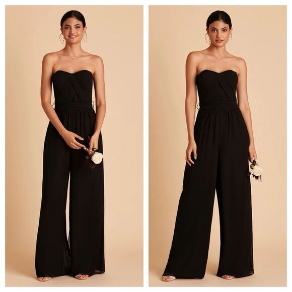 SOLD Birdy Grey Gigi Convertible Black Chiffon Bridesmaid Jumpsuit Size Medium - Picture 2 of 16